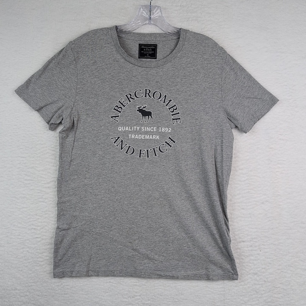 VTG Abercrombie & Fitch T-Shirt Men's Medium Gray Moose Single Stitch Y2K